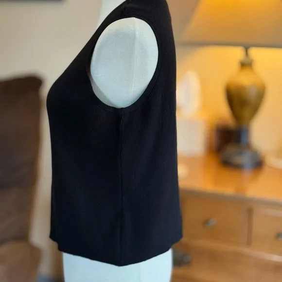 Coldwater Creek Rich Black Silk/Cotton Knit Shell - Picture 4 of 8